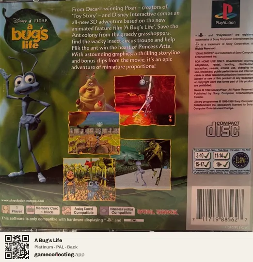 A Bug's Life PlayStation, PAL box back