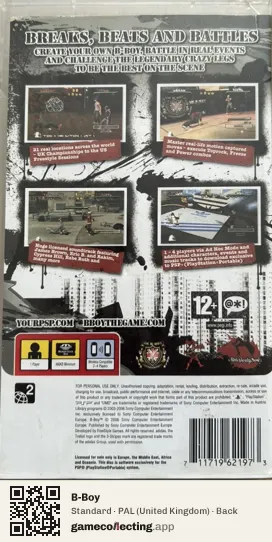 B-Boy PlayStation Portable, United Kingdom box back