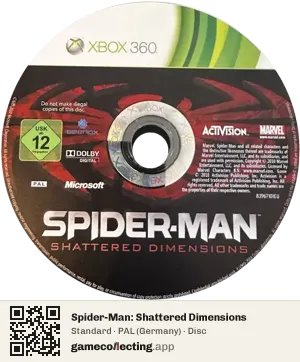 Spider-Man: Shattered Dimensions Xbox 360, PAL disc