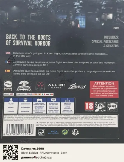 Daymare: 1998 PlayStation 4, Germany box back