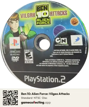 Ben 10: Alien Force: Vilgax Attacks PlayStation 2, NTSC disc
