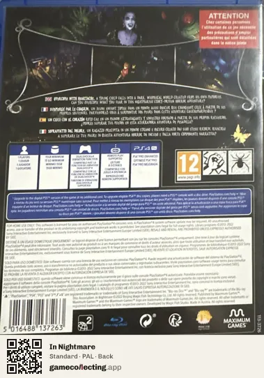 In Nightmare PlayStation 4, PAL box back
