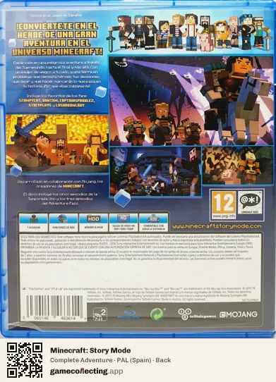 Minecraft: Story Mode PlayStation 4, Spain box back