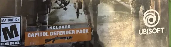 Tom Clancy's The Division 2, the ESRB box on its front