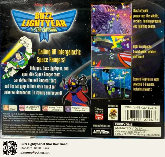 Buzz Lightyear of Star Command PlayStation, NTSC box back