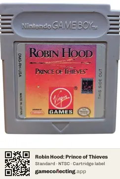 Robin Hood: Prince of Thieves Game Boy, NTSC cartridge label