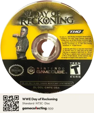 WWE Day of Reckoning Nintendo GameCube, NTSC disc