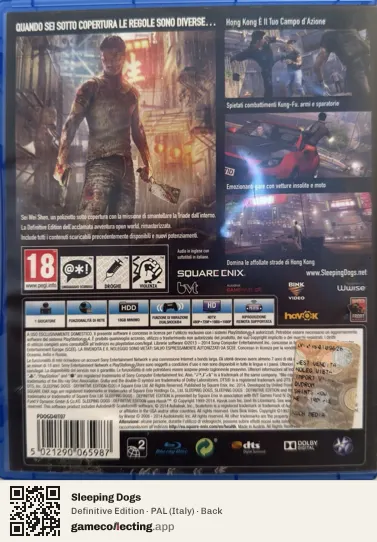 Sleeping Dogs PlayStation 4, Italy box back