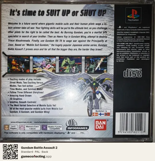 Gundam Battle Assault 2 PlayStation, PAL box back