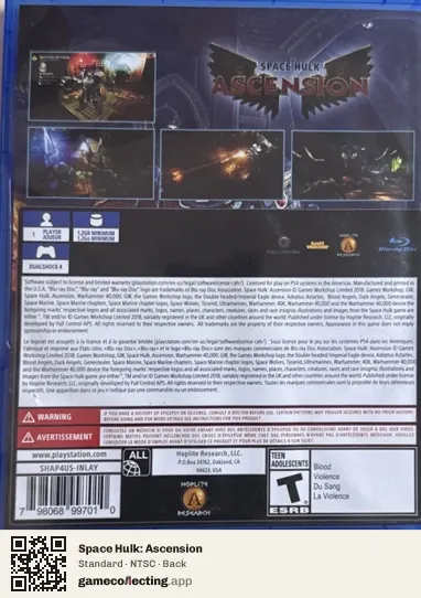Space Hulk: Ascension PlayStation 4, NTSC box back