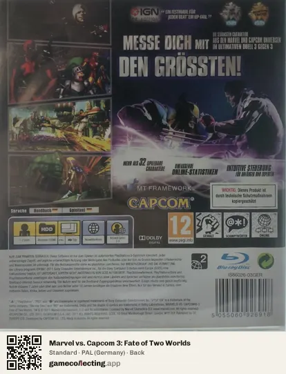 Marvel vs. Capcom 3: Fate of Two Worlds PlayStation 3, Germany box back
