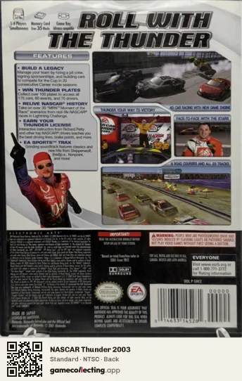 NASCAR Thunder 2003 Nintendo GameCube, NTSC box back