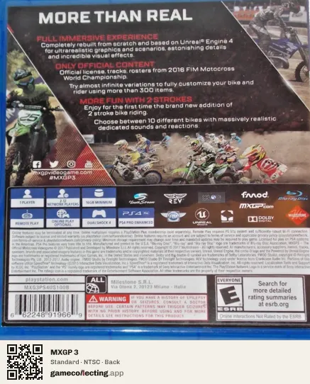 MXGP 3 PlayStation 4, NTSC box back