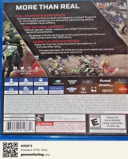 MXGP 3 PlayStation 4, NTSC box back