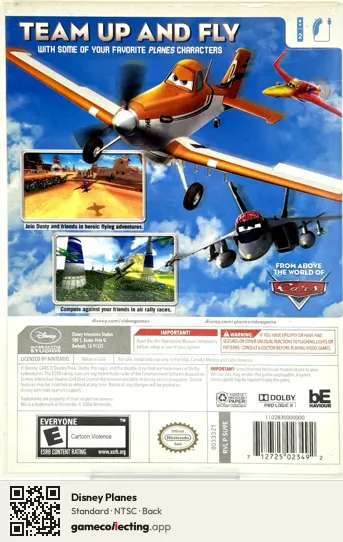 Disney Planes Nintendo Wii, NTSC box back