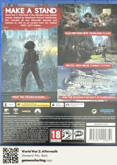 World War Z: Aftermath PlayStation 5, PAL box back