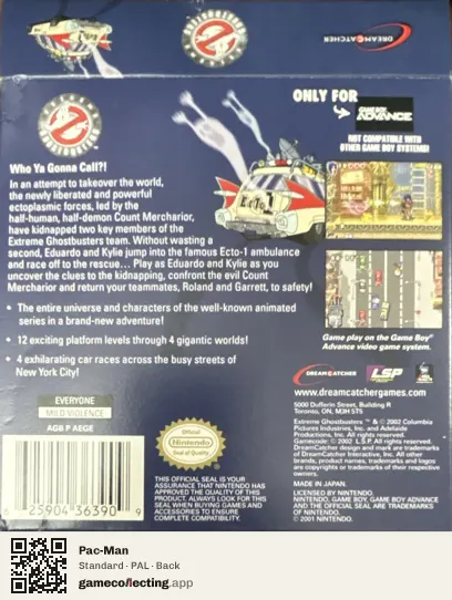Pac-Man Game Boy, PAL box back