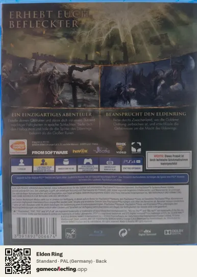 Elden Ring PlayStation 4, Germany box back