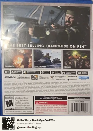 Call of Duty: Black Ops Cold War PlayStation 5, NTSC box back