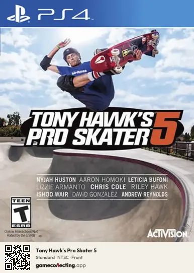 Tony Hawk's Pro Skater 5 PlayStation 4, NTSC box front