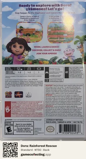 Dora: Rainforest Rescue Nintendo Switch, NTSC box back