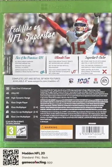 Madden NFL 20 Xbox One, PAL box back