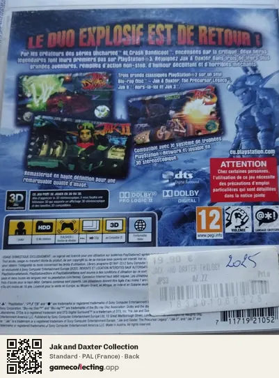 Jak and Daxter Collection PlayStation 3, France box back