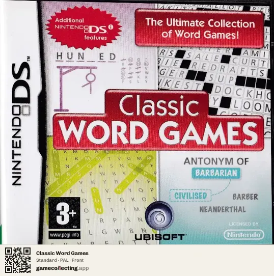 Classic Word Games Nintendo DS, PAL box front