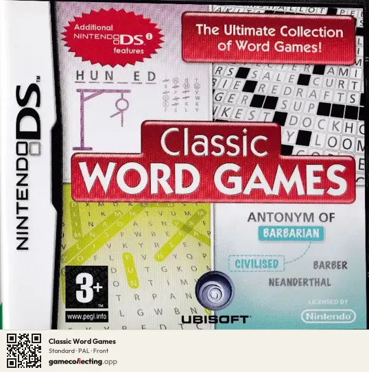 Classic Word Games Nintendo DS, PAL box front