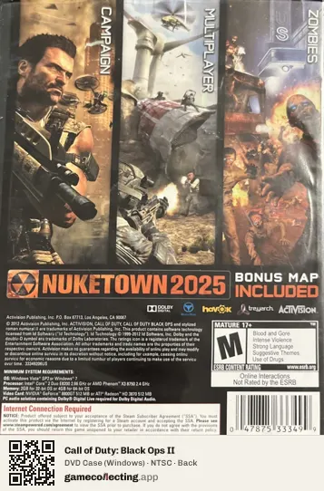Call of Duty: Black Ops II Computer, NTSC box back