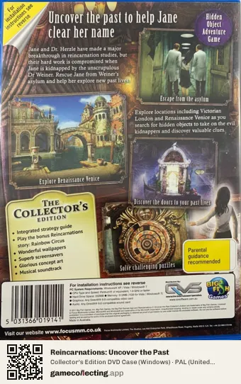 Reincarnations: Uncover the Past Computer, United Kingdom box back