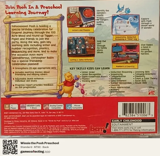 Winnie the Pooh Preschool PlayStation, NTSC box back