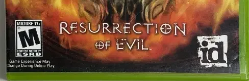Doom 3: Resurrection of Evil, the ESRB box on its front
