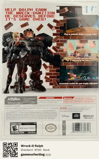Wreck-It Ralph Nintendo Wii, NTSC box back