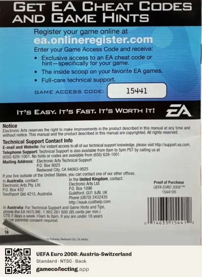 UEFA Euro 2008: Austria-Switzerland PlayStation 3, NTSC box back