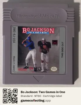 Bo Jackson: Two Games in One Game Boy, NTSC cartridge label