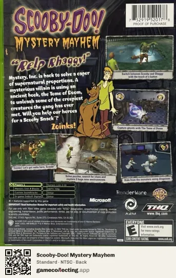 Scooby-Doo! Mystery Mayhem Xbox, NTSC box back
