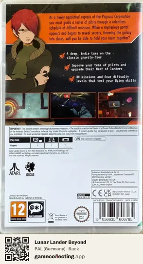 Lunar Lander Beyond Nintendo Switch, Germany box back