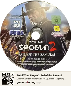 Total War: Shogun 2: Fall of the Samurai Computer, PAL disc