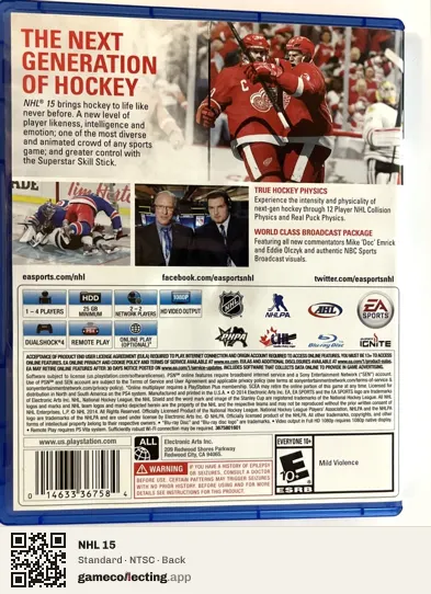 NHL 15 PlayStation 4, NTSC box back