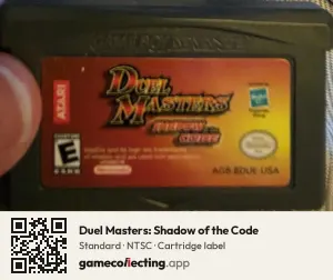 Duel Masters: Shadow of the Code Game Boy Advance, NTSC cartridge label