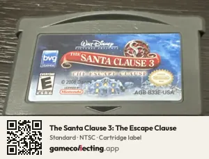 The Santa Clause 3: The Escape Clause Game Boy Advance, NTSC cartridge label