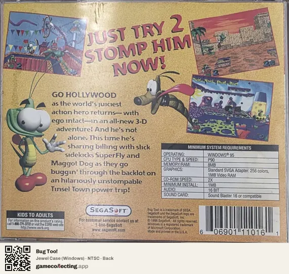 Bug Too! Computer, NTSC box back