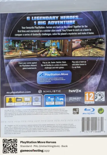 PlayStation Move Heroes PlayStation 3, United Kingdom box back