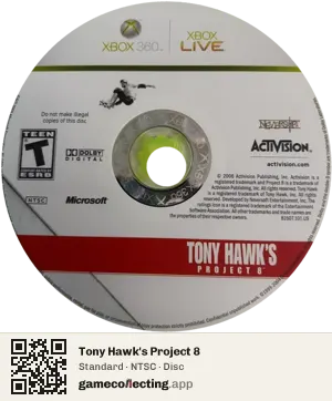 Tony Hawk's Project 8 Xbox 360, NTSC disc