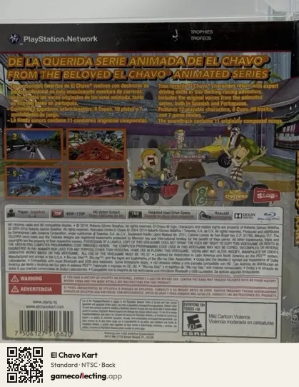 El Chavo Kart PlayStation 3, NTSC box back