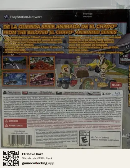 El Chavo Kart PlayStation 3, NTSC box back