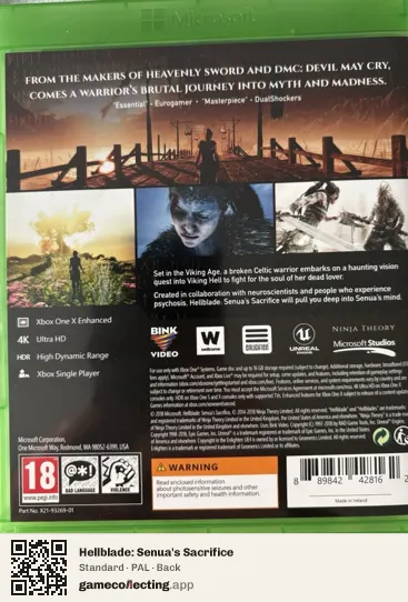 Hellblade: Senua's Sacrifice Xbox One, PAL box back