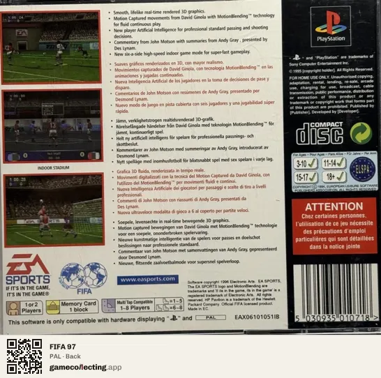 FIFA 97 PlayStation, PAL box back