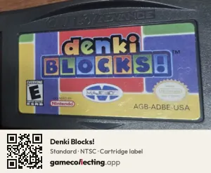 Denki Blocks! Game Boy Advance, NTSC cartridge label